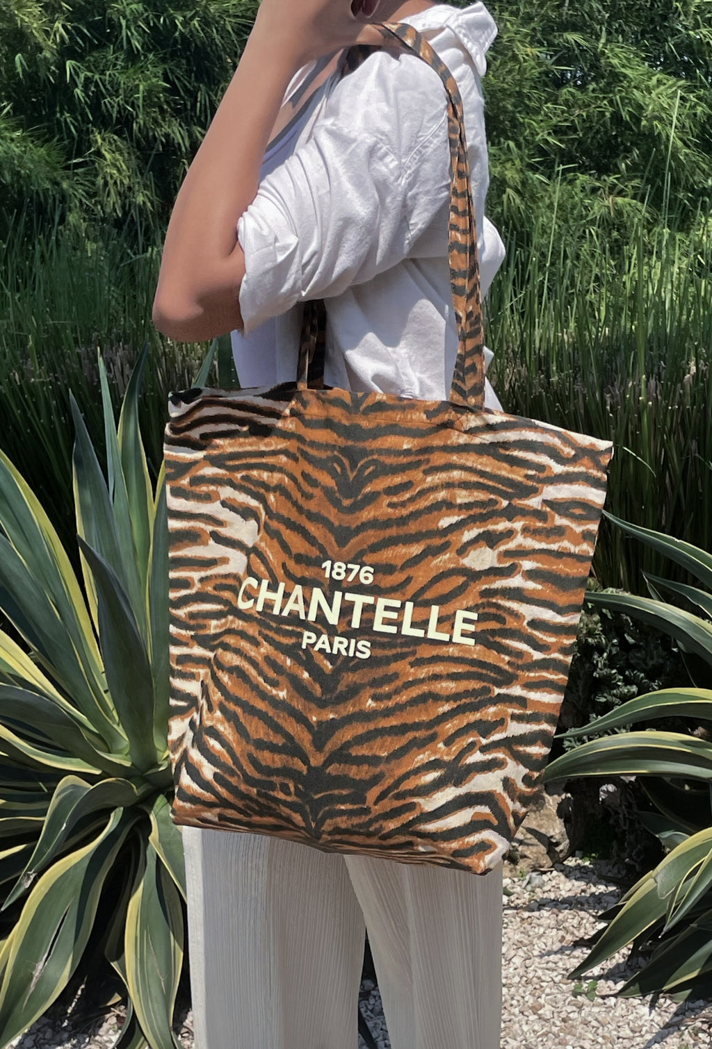 Chantelle Tiger Print Cotton Tote Bag