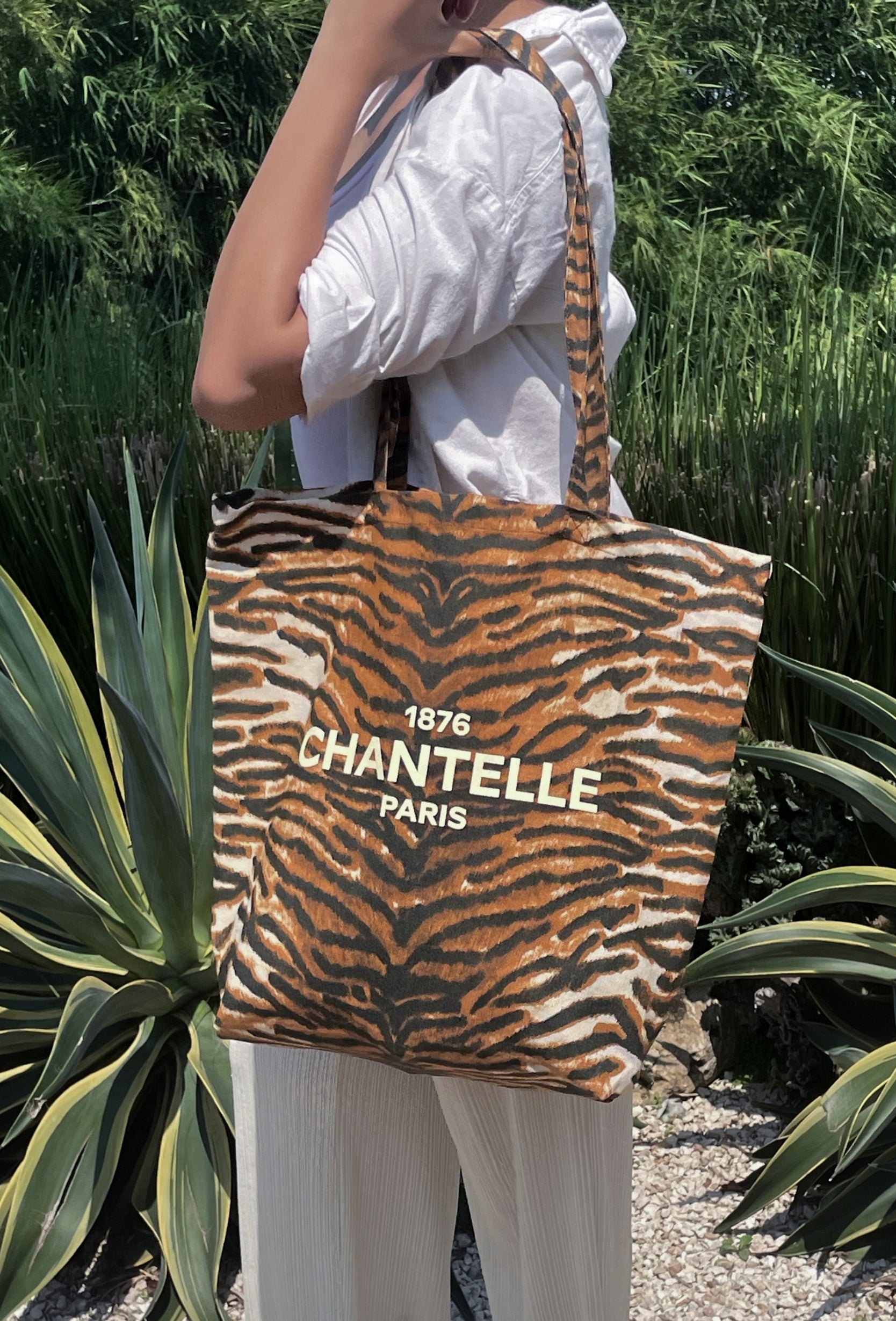 Chantelle Tiger Print Cotton Tote Bag